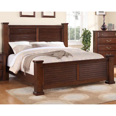 Queen Bed with Slat Paneled Headboard